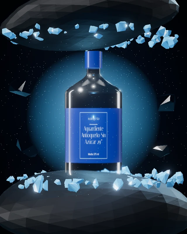 Aguardiente Antioqueño Sin Azúcar 29°, Media 375 ml, sobre hielo