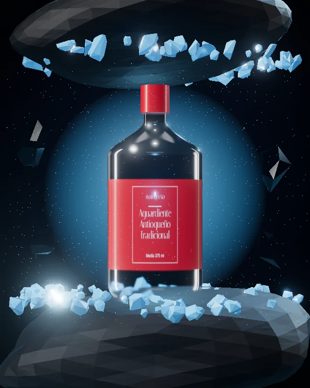 Aguardiente Antioqueño Tradicional, Media 375 ml, sobre hielo