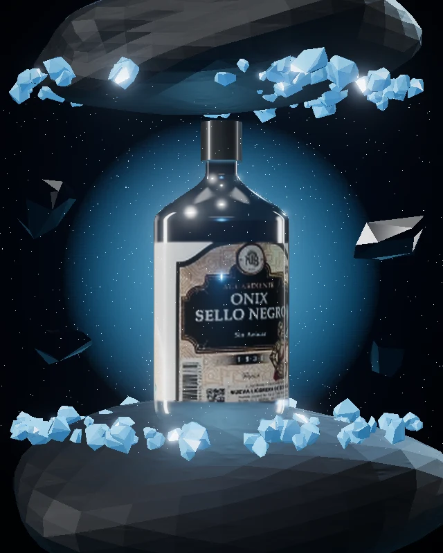 Aguardiente Onix Sello Negro 29°, Media 375 ml, sobre hielo
