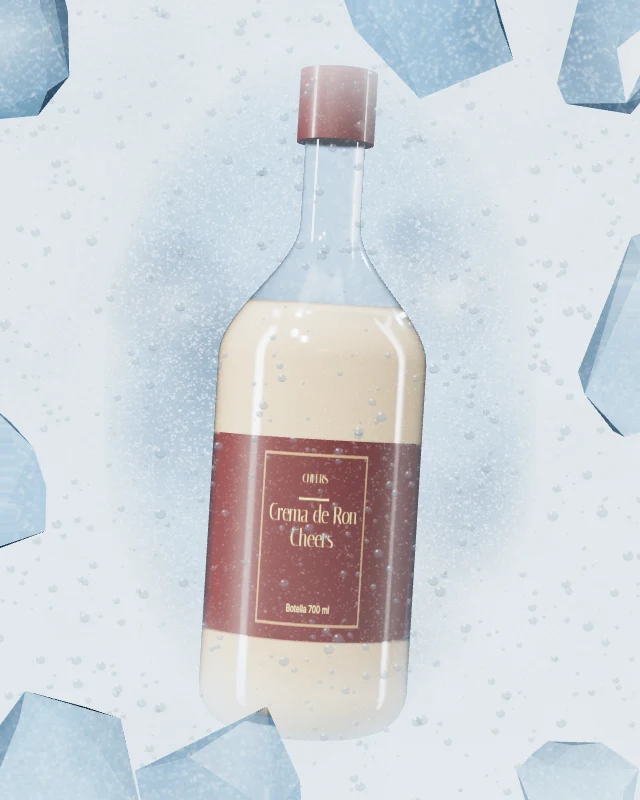 Crema de Ron Cheers, Botella 700 ml, sobre hielo