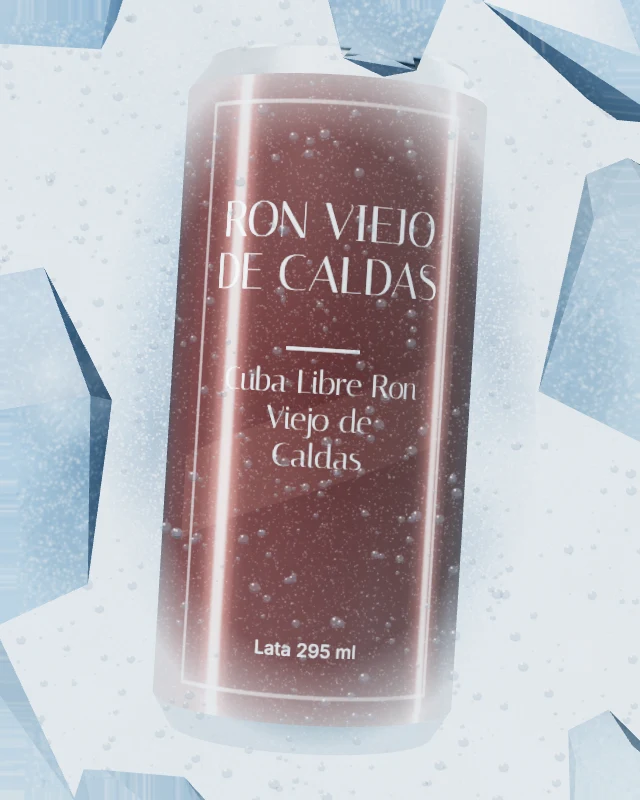 Cuba Libre Ron Viejo de Caldas, Lata 295 ml, sobre hielo