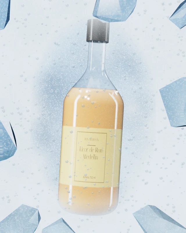 Licor de Ron Medellín, Botella 750 ml, sobre hielo