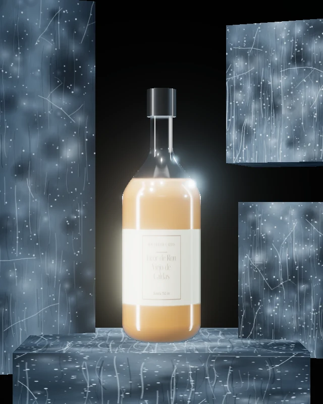 Licor de Ron Viejo de Caldas Esencial, Botella 750 ml, sobre hielo