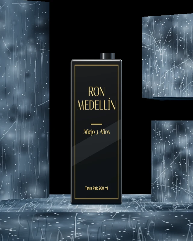 Ron Medellín Añejo 3 Años, Tetra Pak 260 ml, sobre hielo