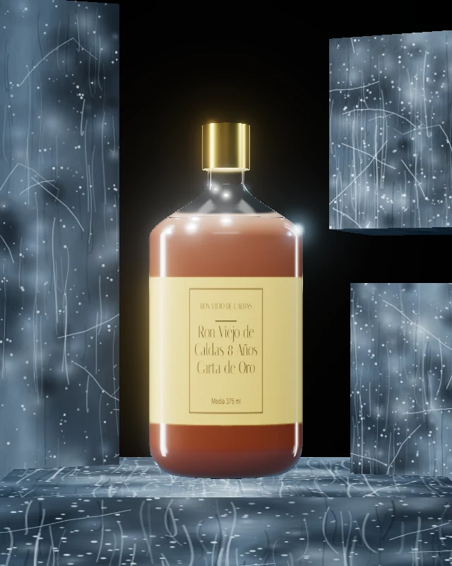 Ron Viejo de Caldas 8 Años Carta de Oro, Media 375 ml, sobre hielo