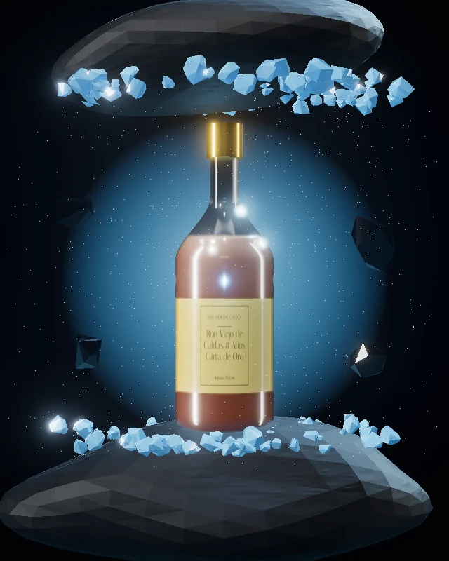 Ron Viejo de Caldas 8 Años Carta de Oro, Botella 750 ml, sobre hielo