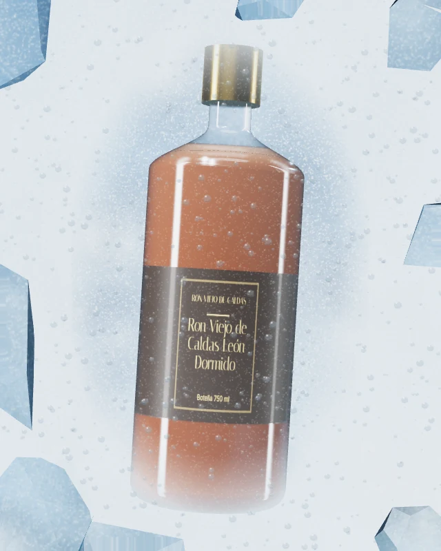 Ron Viejo de Caldas León Dormido Finalizado, Botella 750 ml, sobre hielo